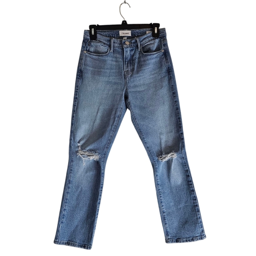 FRAME Le‎ High Straight Distressed Blue Jeans 25 Preowned
